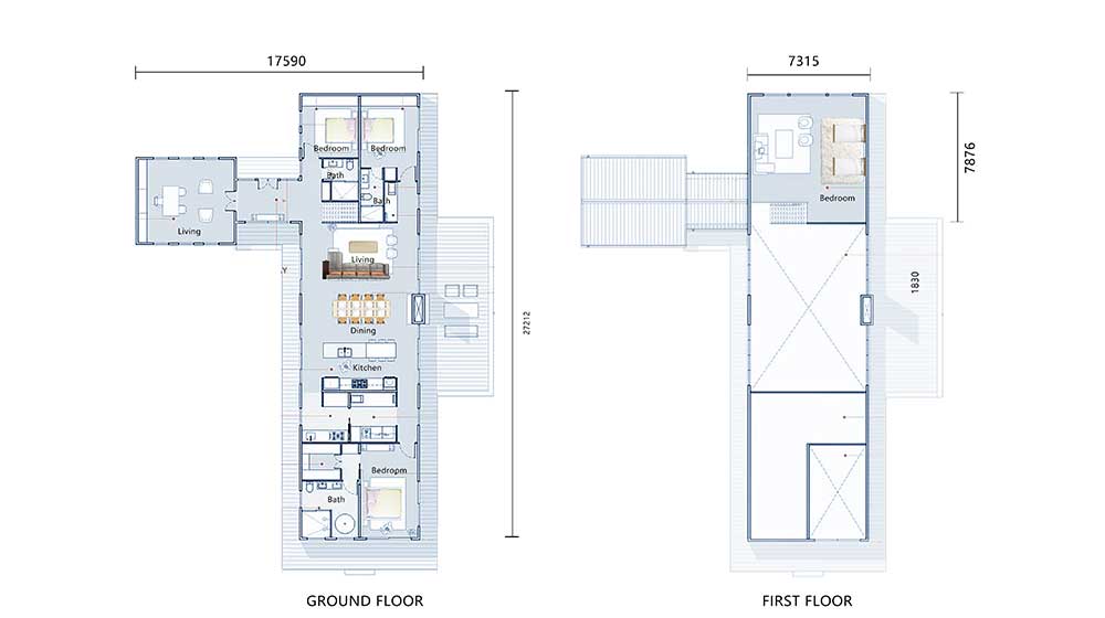 ICC-ES Certification prefabricated house single family home light steel prefab Rabat House layout plan