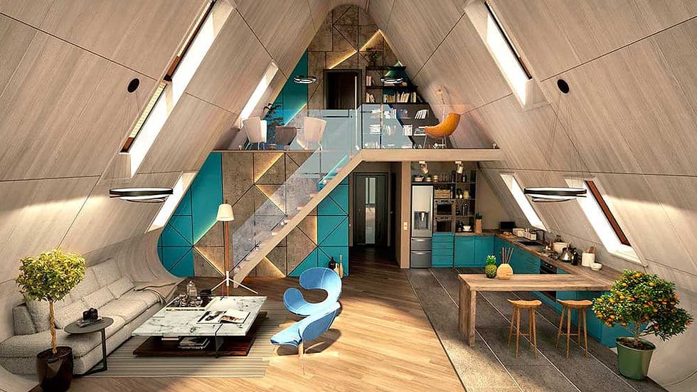 Lumina House: 2 Storeys One Bedroom A frame House