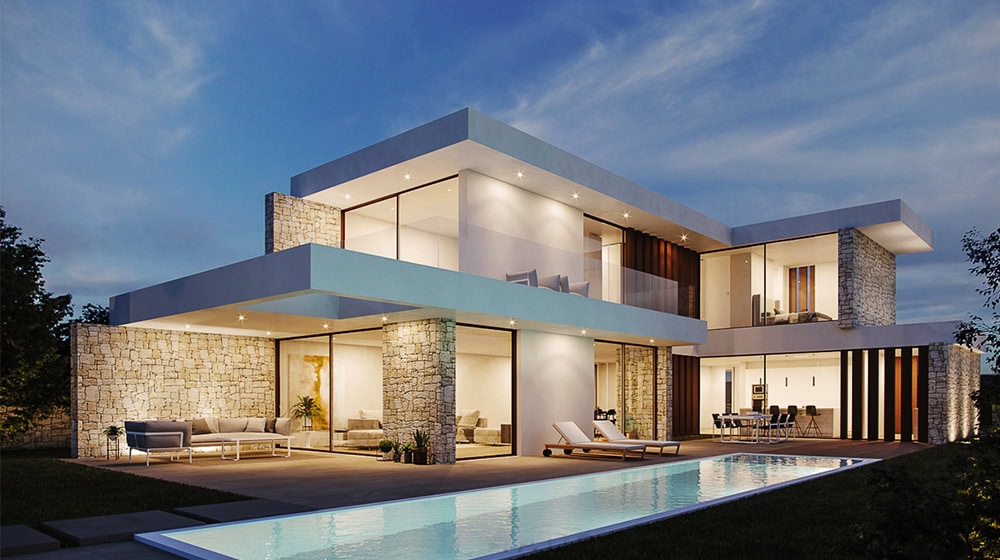European Customized 2 Story Luxury Prefab Steel Frame Homes Riga House