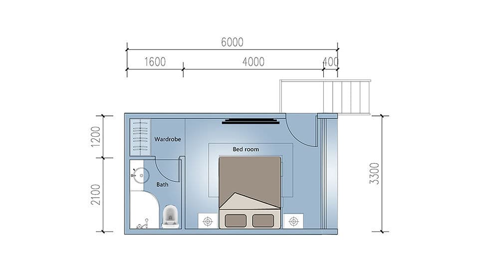 The Downey: Luxury Prefab Hotel Cabins layout plan