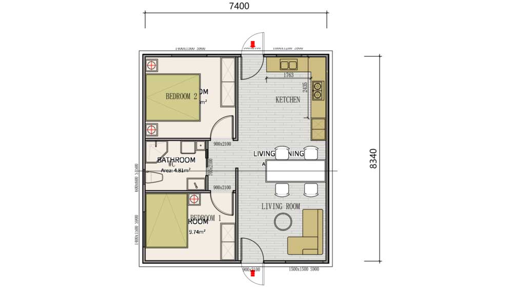 Kris ADU Modular House \| Prefabricated Social Housing Solution for US & Australia layout plan