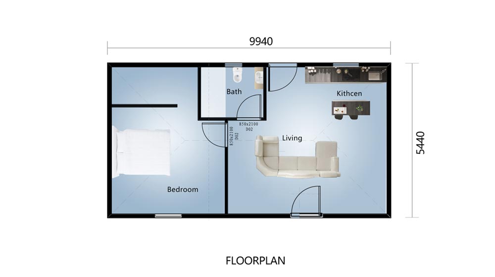 1-story kefalonia Social Houses Social Living Prefab Modular Villas layout plan
