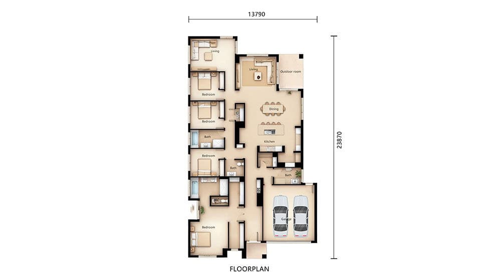 Toronto House – Single-Storey Steel Frame Prefab Home layout plan