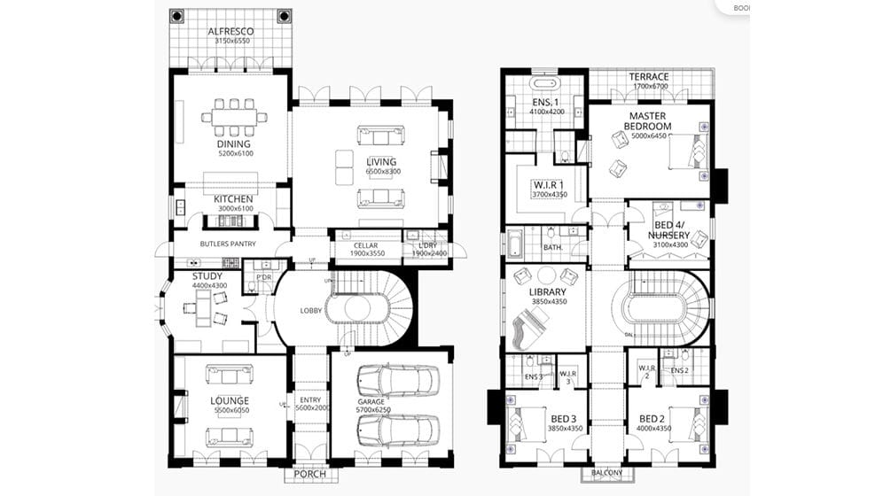 Belford House – Two-Storey Steel Frame Prefab Home layout plan