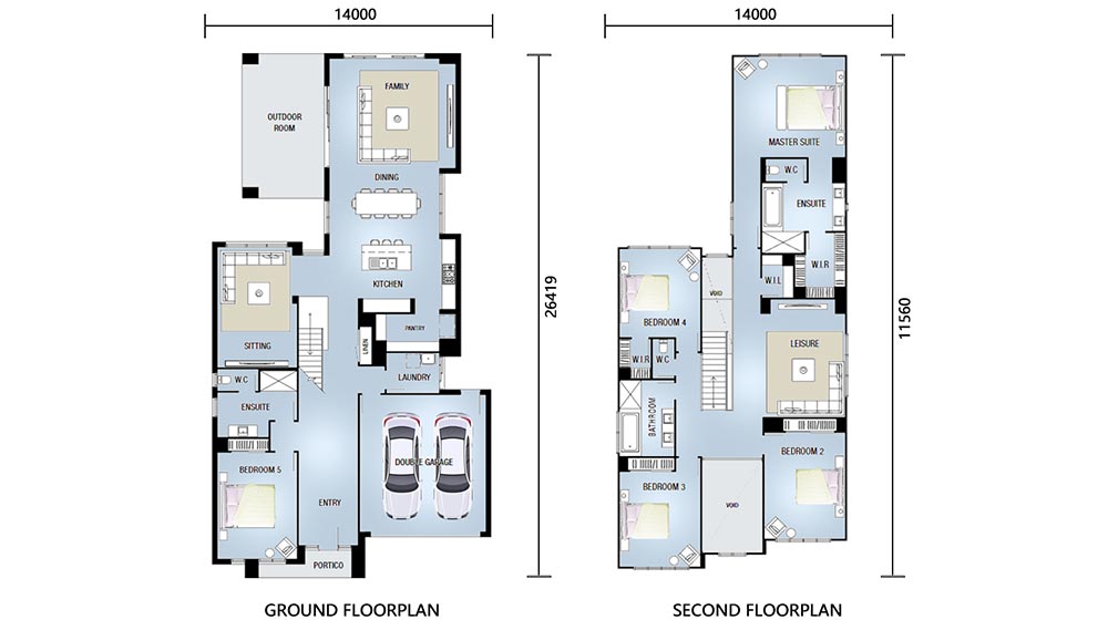 AS/US light steel frame prefab modular home Rouen House layout plan
