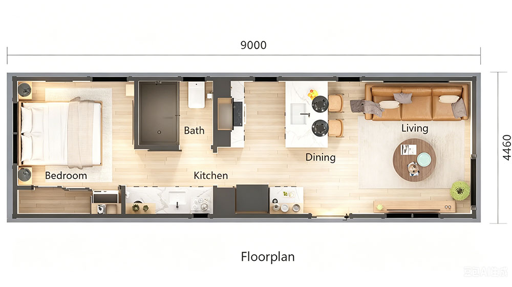 Soria House Flat Pack Prefabricated Modular Low Cost Social Home Living Solution layout plan